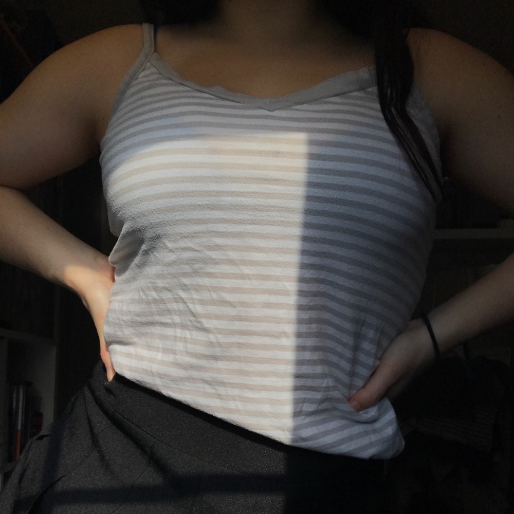 striped soft loose tank